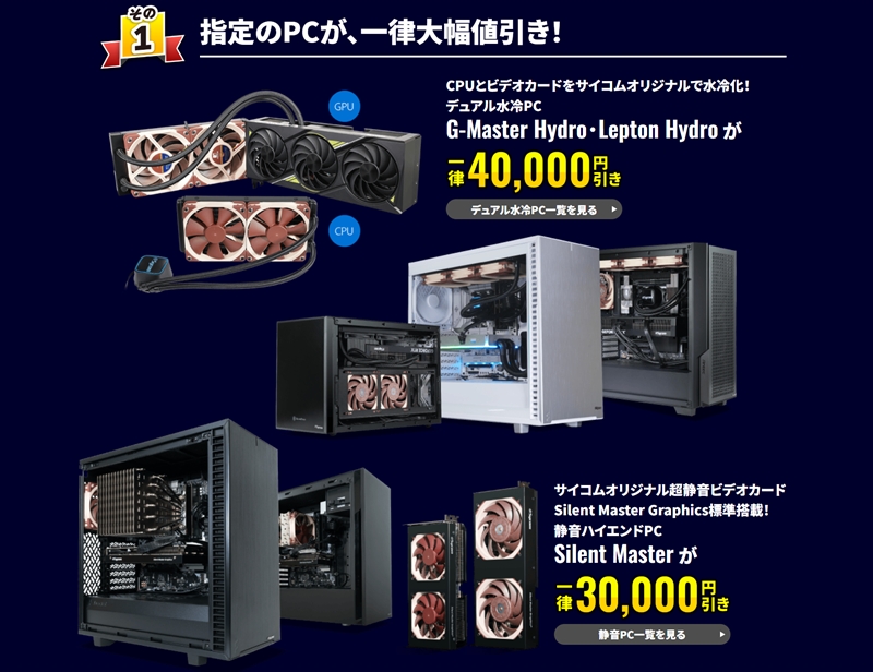 PC最大4万円オフの冬のセール開催中のサイコムで、Noctua NH-D15 G2を 